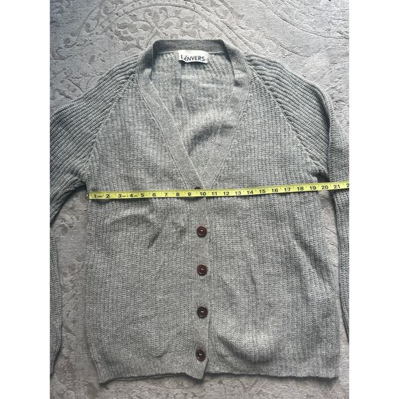 L’Envers Anna V-Neck Cardigan 100% Spanish Merino Wool Ash Grey Women’s Size M - Picture 4 of 9